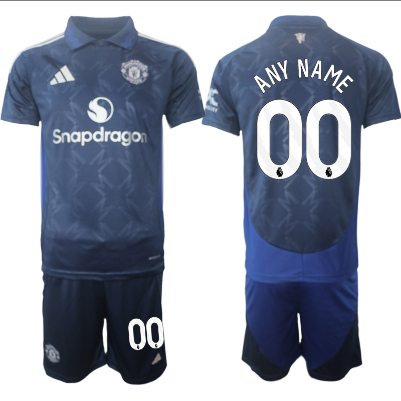 Men 2024-2025 Club Manchester United away blue customized Soccer Jersey->customized soccer jersey->Custom Jersey
